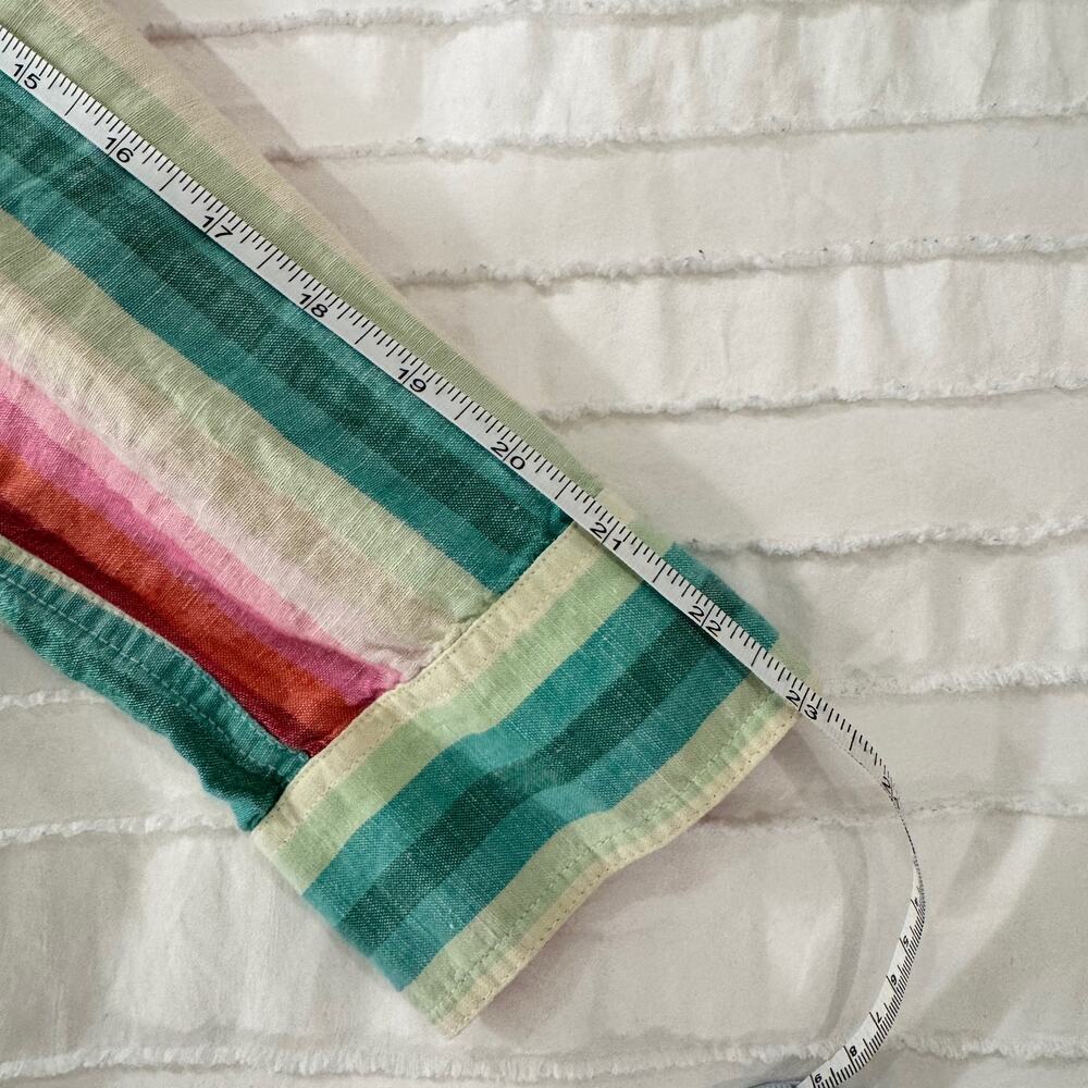 J.Crew Striped Linen Shirt Women's 6 Coastal Grandmother Retro 70s Vacation Boho - Picture 9 of 16